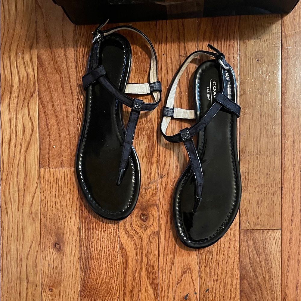 Coach Black and Cream Sandals for Women